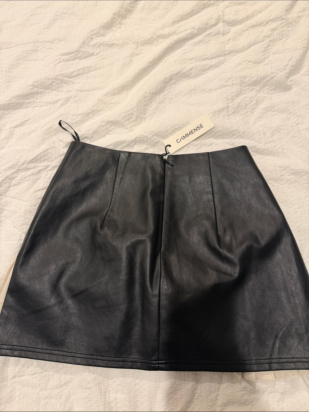 Commense Black/Beige Pleated Mini Skirt with Gold Buttons and built in shorts - Picture 5 of 5